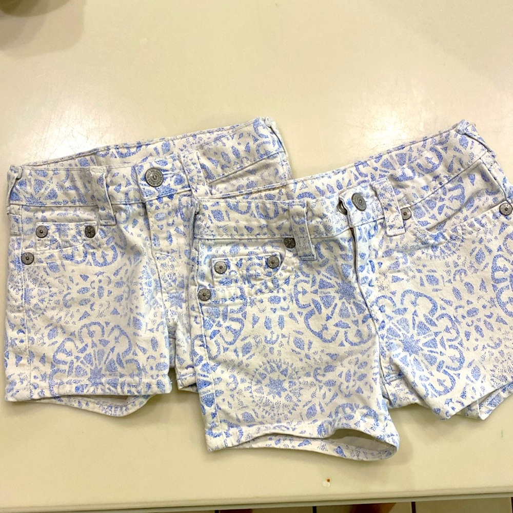 Girls true religion shorts one size 4 and a size 6